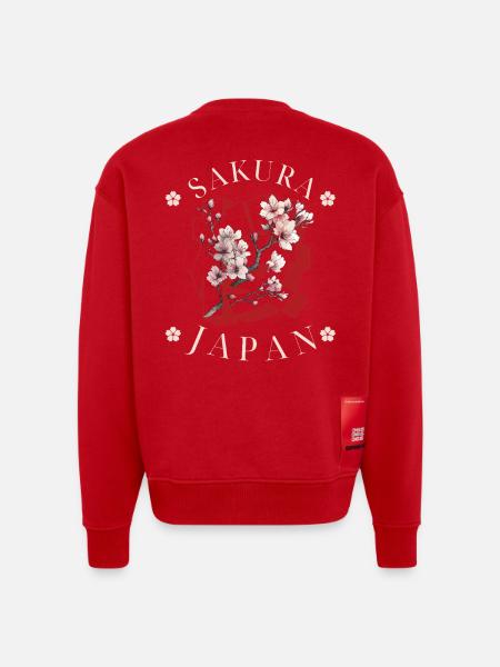 Sakura Japan - Heavyweight Oversized Organic Crew Neck Made in EU - red