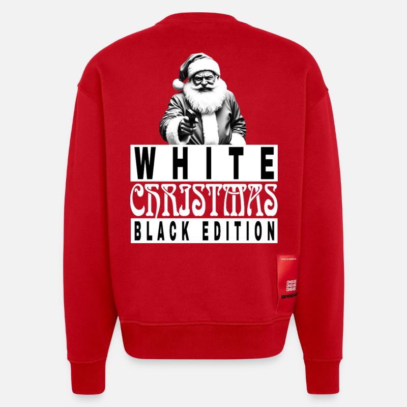 Blanc Noël Noir Edition - Sweat bio épais oversize fabriqué en UE - rouge