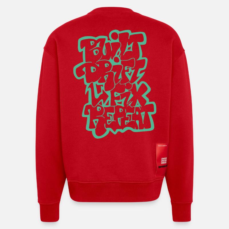 Dérivée construite Fix Répéter 04 - Sweat bio épais oversize fabriqué en UE - rouge