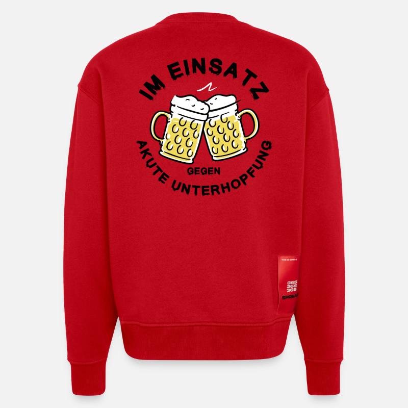 Underhopping Deployment – Regulars' Table Beer Saying - Heavyweight Oversized Organic Crew Neck Made in EU - red