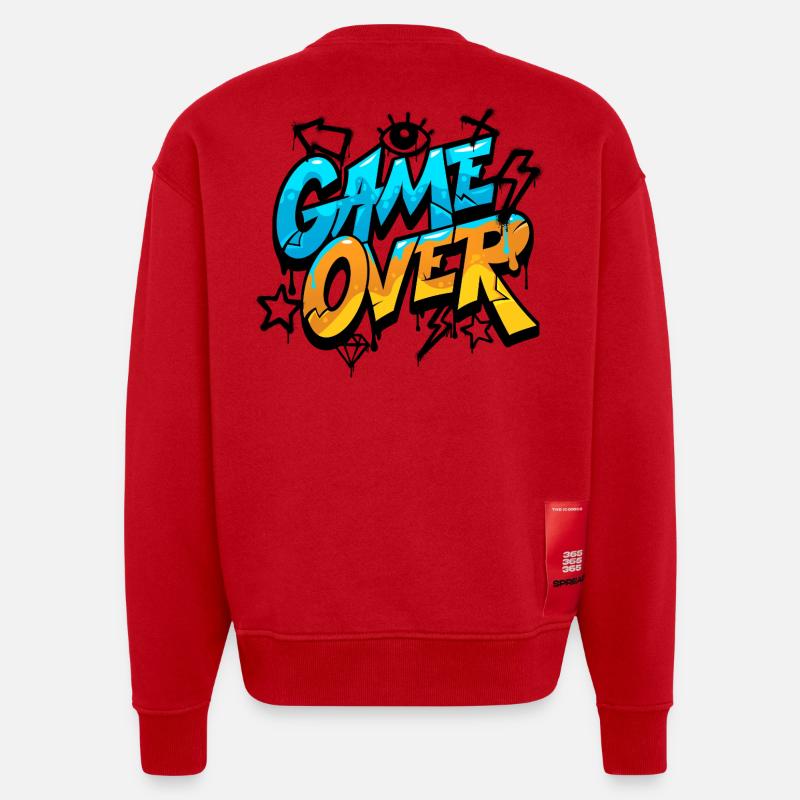 Game Over Graffiti Neon Gradient - Sweat bio épais oversize fabriqué en UE - rouge