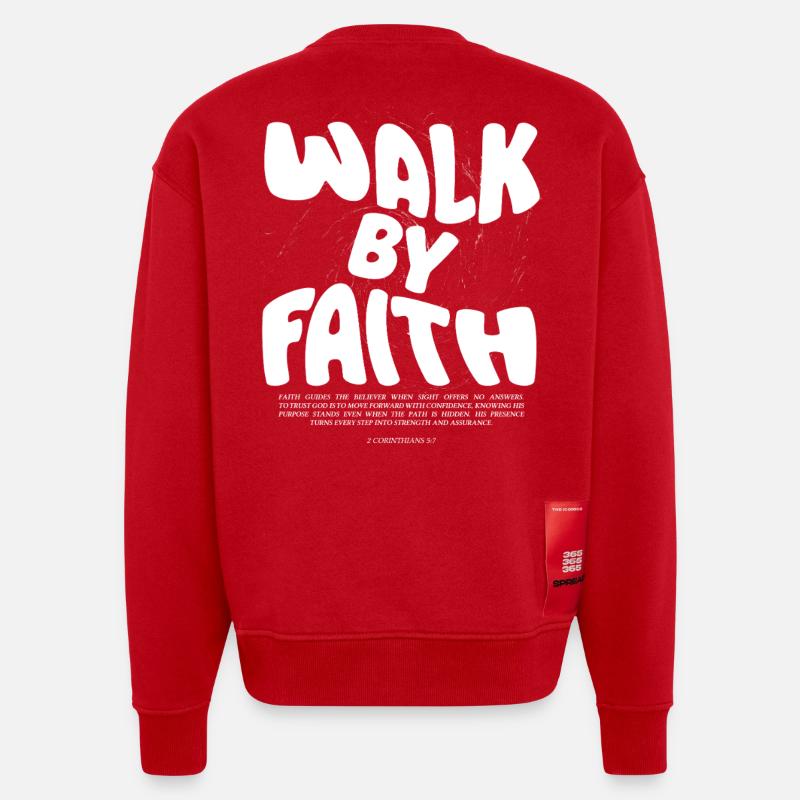 Marcher par la foi - Sweat bio épais oversize fabriqué en UE - rouge