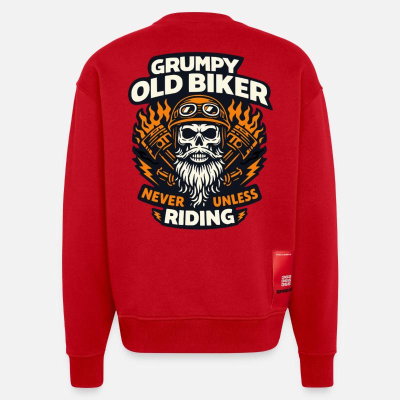 Grumpy old biker - Heavyweight Oversized Organic Crew Neck Made in EU - red