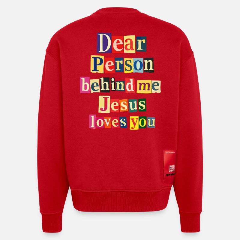 Jesus liebt dich positive Botschaft - Heavyweight Oversized Organic Crew Neck Made in EU - Rot