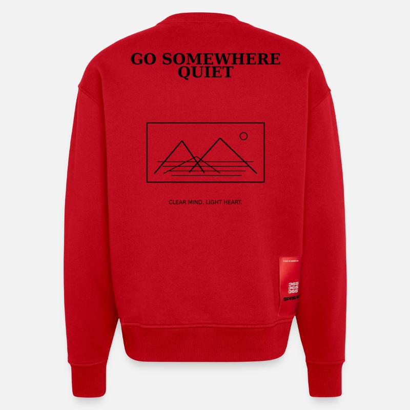 08_go_somewhere_quiet - Heavyweight Oversized Organic Crew Neck Made in EU - red