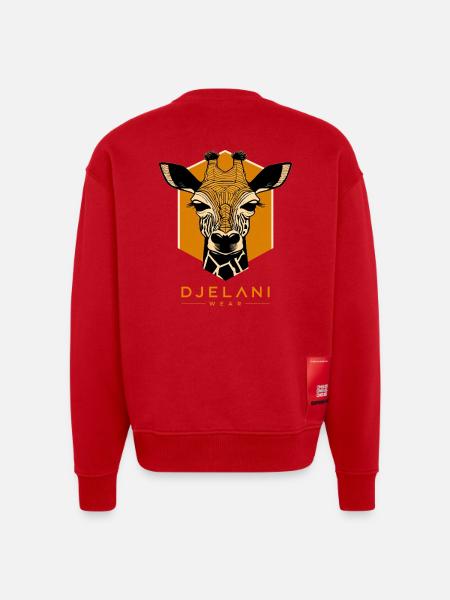 Geometric Giraffe in Ochre - Heavyweight Oversized Organic Crew Neck Made in EU - red