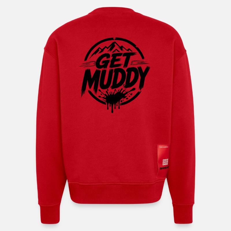 Get Muddy - Logo noir - Sweat bio épais oversize fabriqué en UE - rouge
