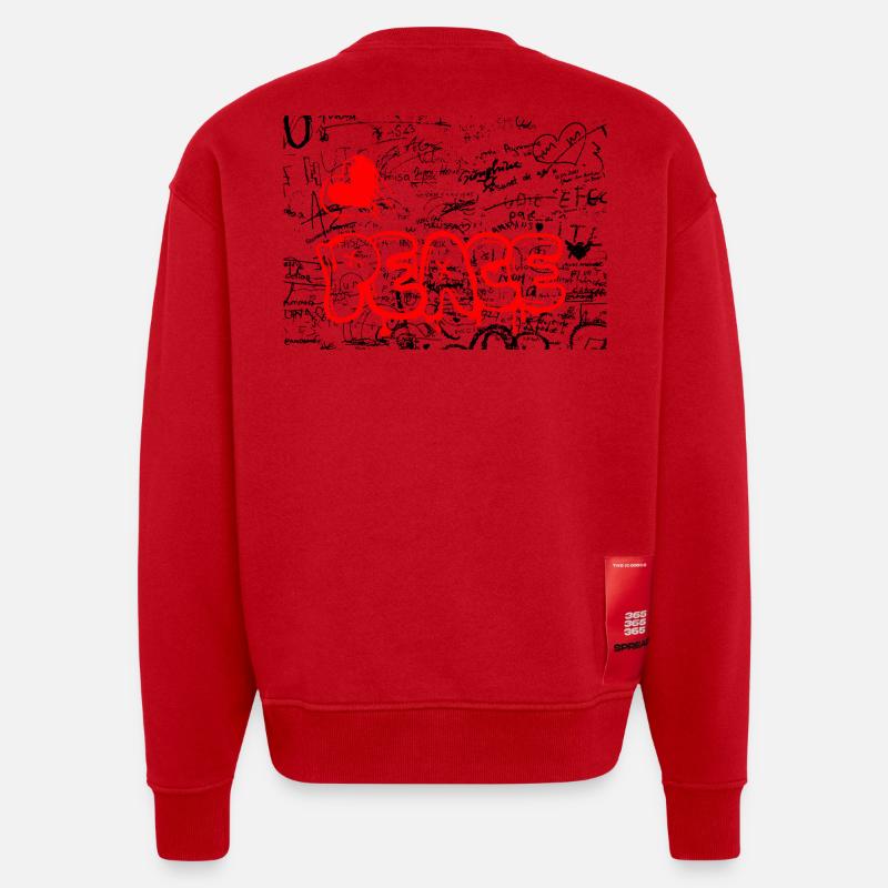 Frais Graffiti Heart Red - Sweat bio épais oversize fabriqué en UE - rouge