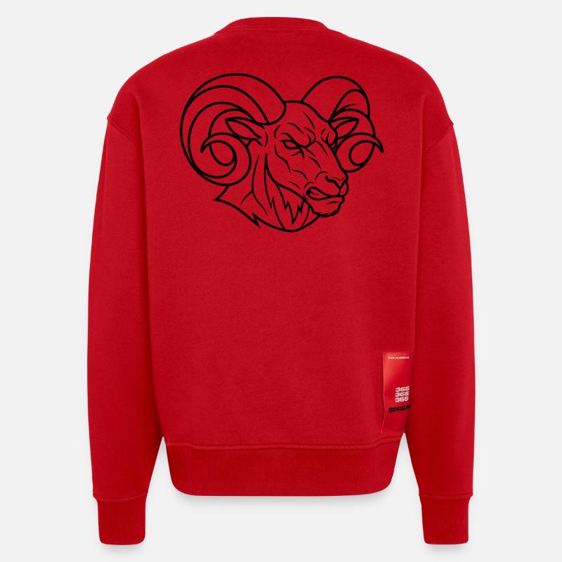 Starker Widderkopf - Heavyweight Oversized Organic Crew Neck Made in EU - Rot