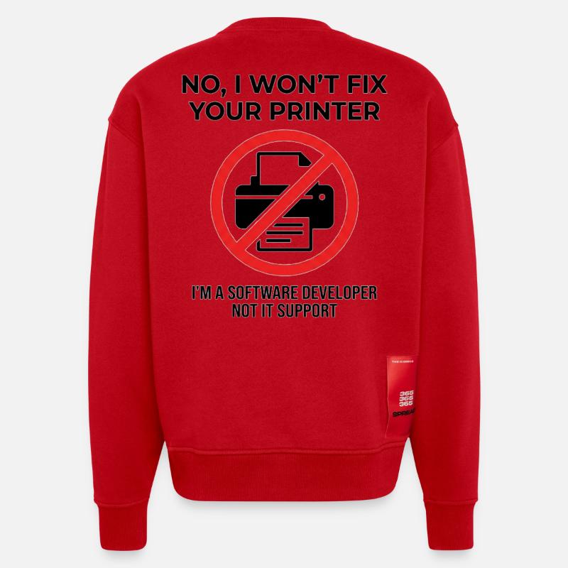 Programmer: not IT support - Heavyweight Oversized Organic Crew Neck Made in EU - red