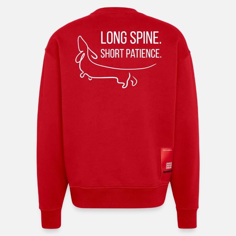 Kurzbeinig. Dickköpfig. Dackel. - Heavyweight Oversized Organic Crew Neck Made in EU - Rot
