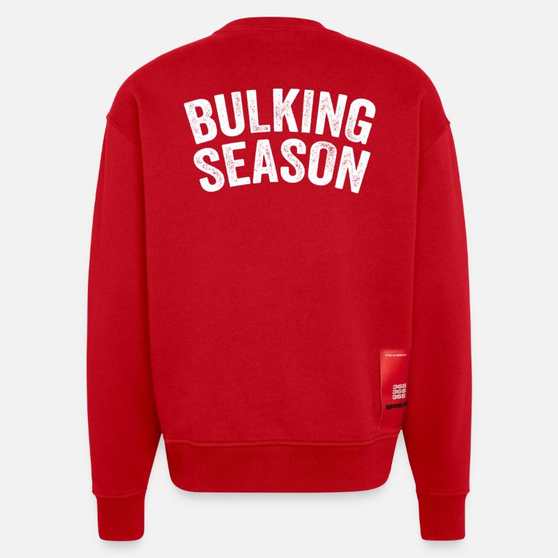 Saison de prise de masse Blanche - Sweat bio épais oversize fabriqué en UE - rouge