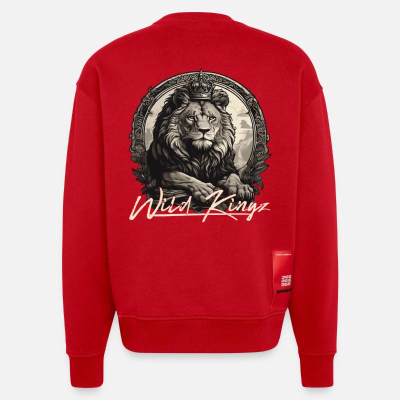 Löwe - Heavyweight Oversized Organic Crew Neck Made in EU - Rot