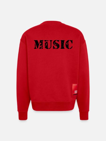 music as a stamp print design - Heavyweight Oversized Organic Crew Neck Made in EU - red