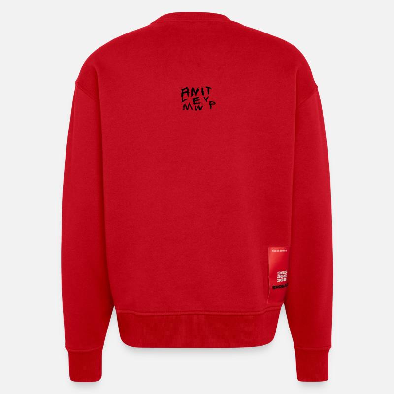 Graffiti Hand Writing Chaos Pattern - Sweat bio épais oversize fabriqué en UE - rouge