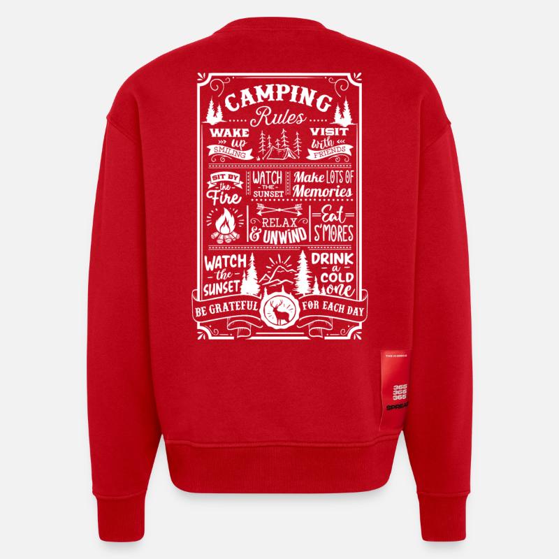 Camping Rules - Heavyweight Oversized Organic Crew Neck Made in EU - Rot