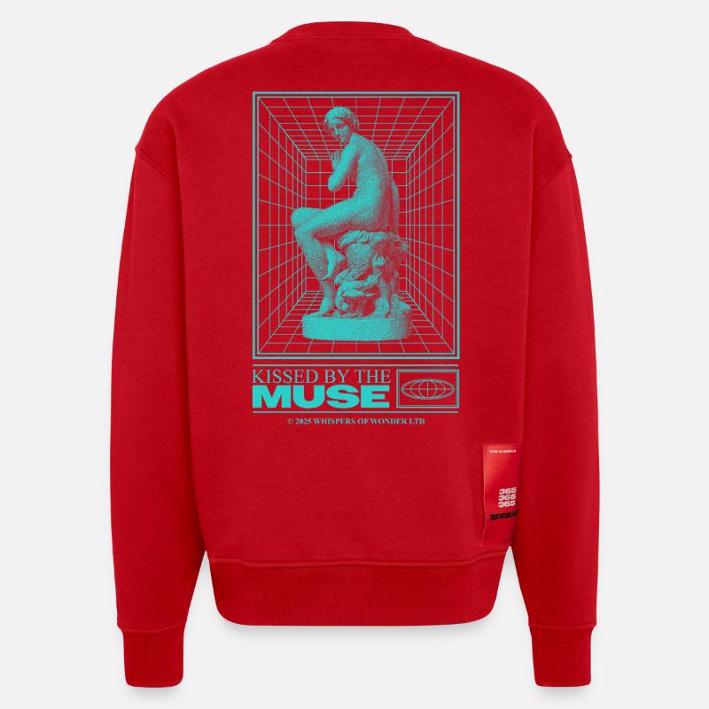 Statue au néon dans le cyberespace - Sweat bio épais oversize fabriqué en UE - rouge