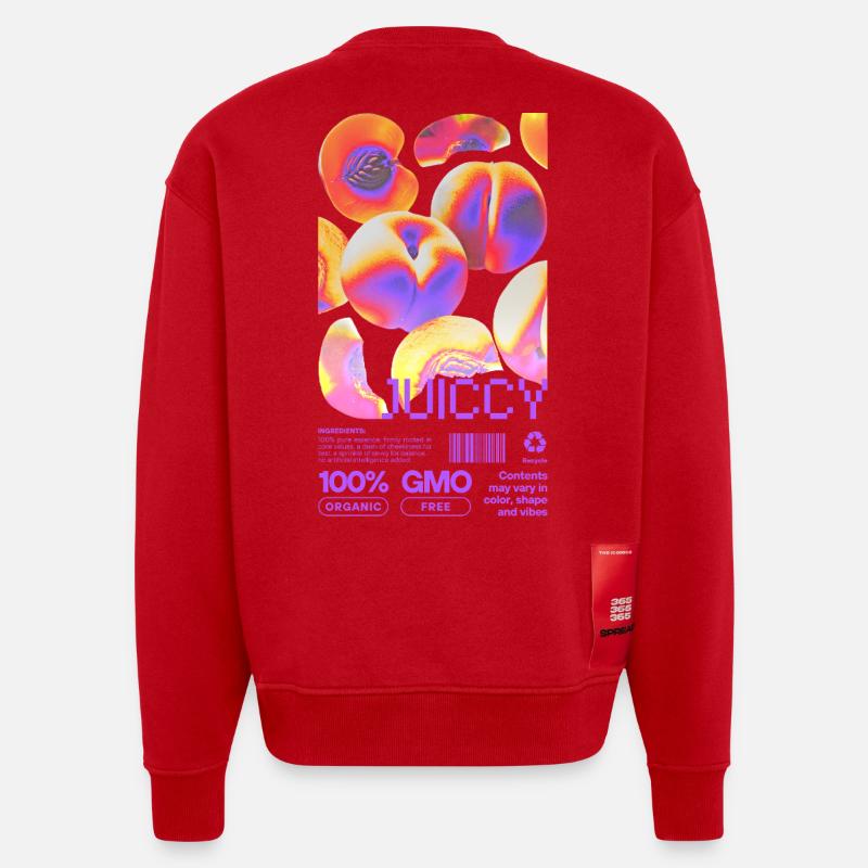 Déclaration pêche juteuse - Sweat bio épais oversize fabriqué en UE - rouge