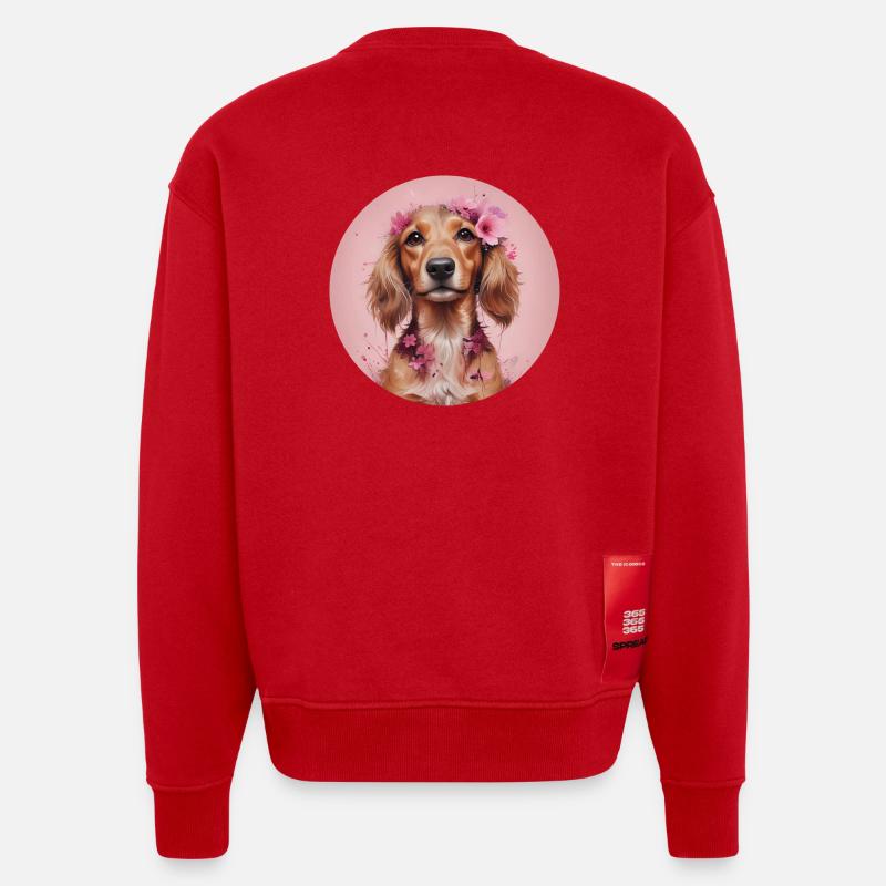 Teckel rose - Sweat bio épais oversize fabriqué en UE - rouge