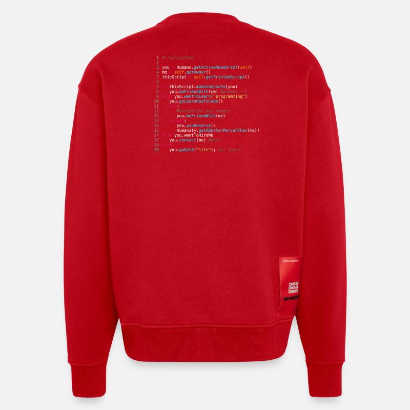 Sei mit Programmierern befreundet (in Python) - Heavyweight Oversized Organic Crew Neck Made in EU - Rot