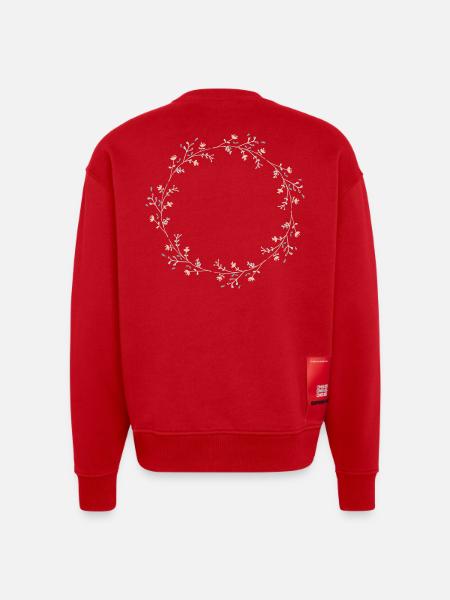 Fleurs - Sweat bio épais oversize fabriqué en UE - rouge