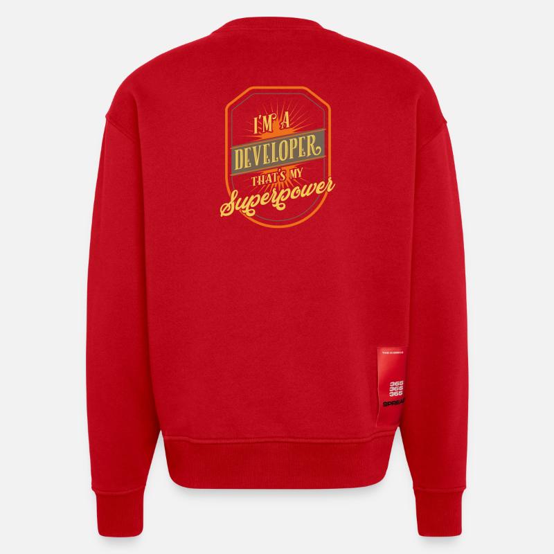developer - Heavyweight Oversized Organic Crew Neck Made in EU - red