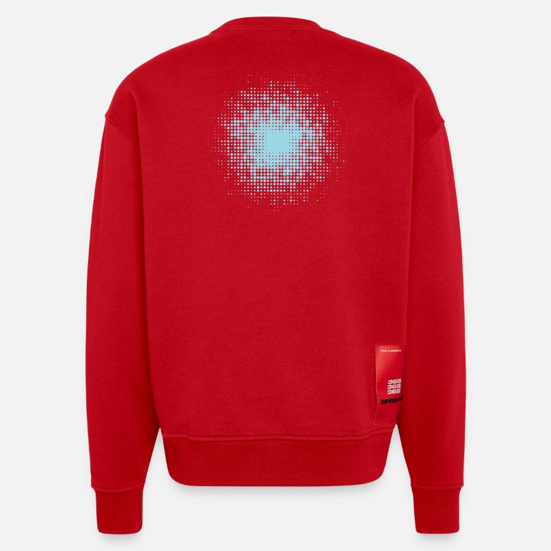 fond rond pointillé bleu clair - Sweat bio épais oversize fabriqué en UE - rouge