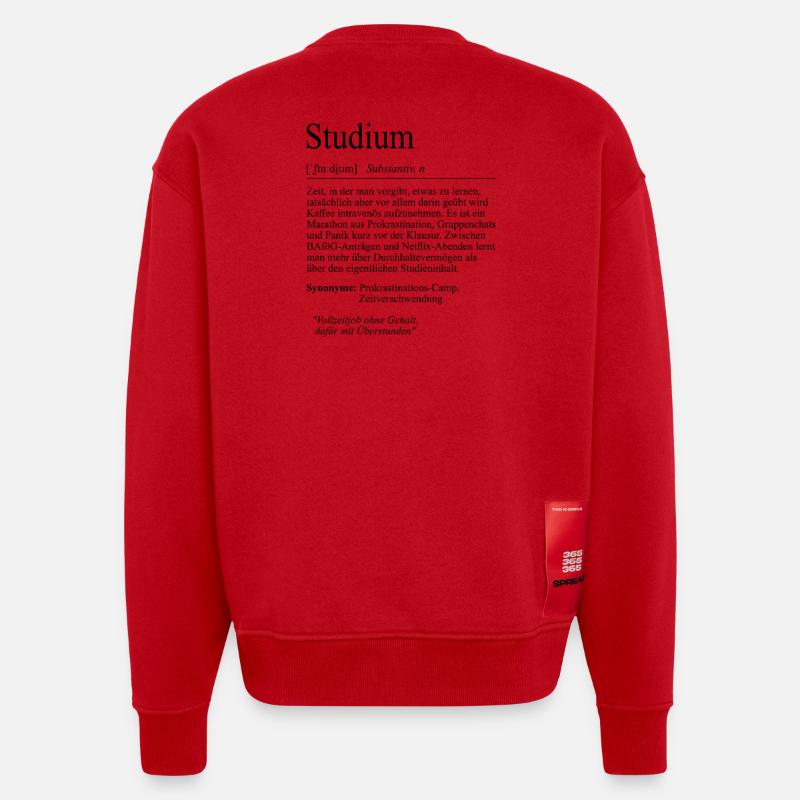 Unispruch "Studium" Student Geschenk, Studenten - Heavyweight Oversized Organic Crew Neck Made in EU - Rot