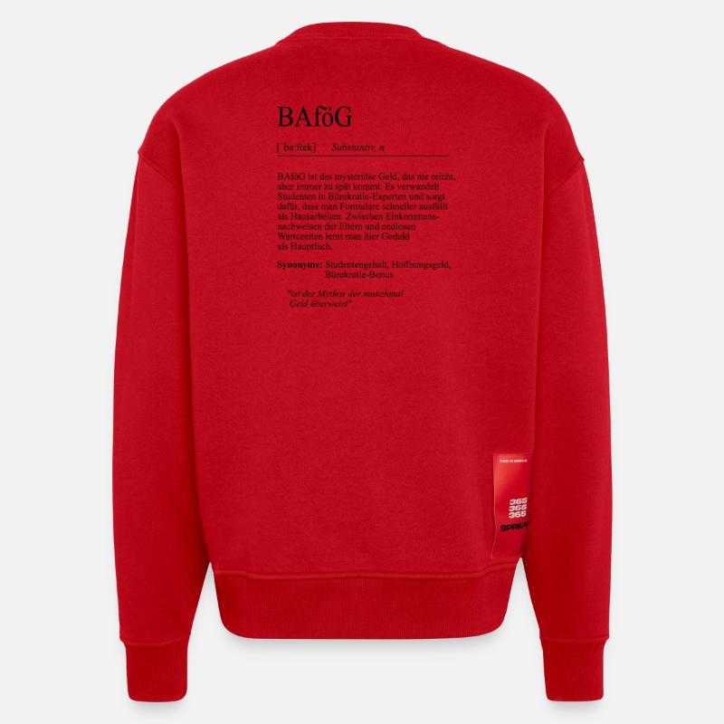 Unispruch "BAföG" Student Geschenk, Studenten - Heavyweight Oversized Organic Crew Neck Made in EU - Rot