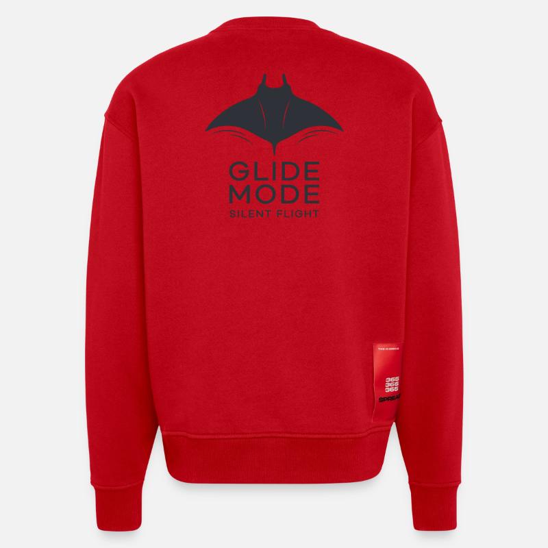 GLIDE MODE – minimalistische Mantarochen-Silhouett - Heavyweight Oversized Organic Crew Neck Made in EU - Rot