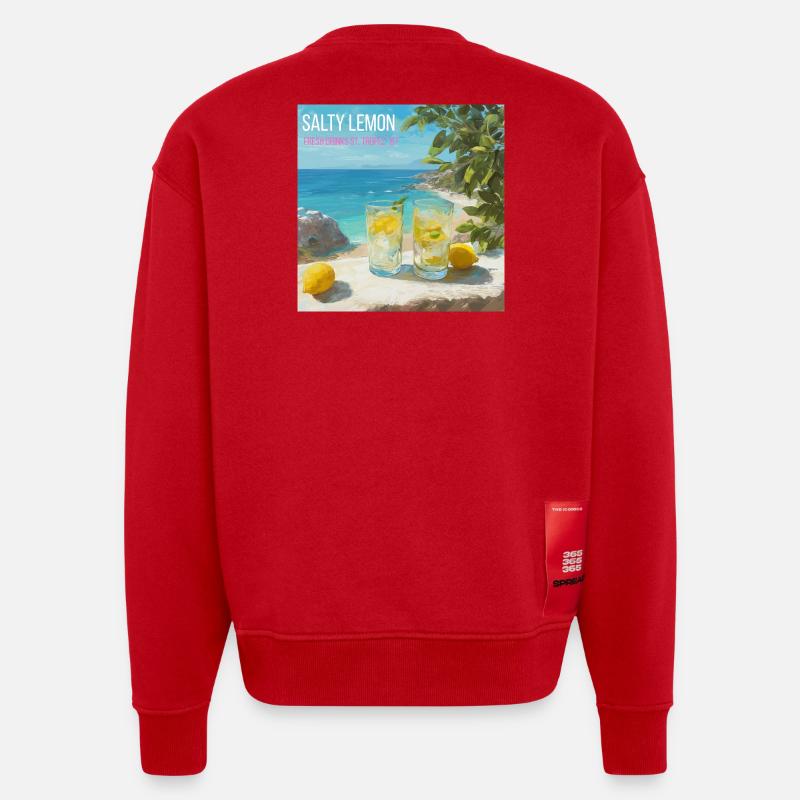 Magic Salt Lemon Beach 87 - Sweat bio épais oversize fabriqué en UE - rouge
