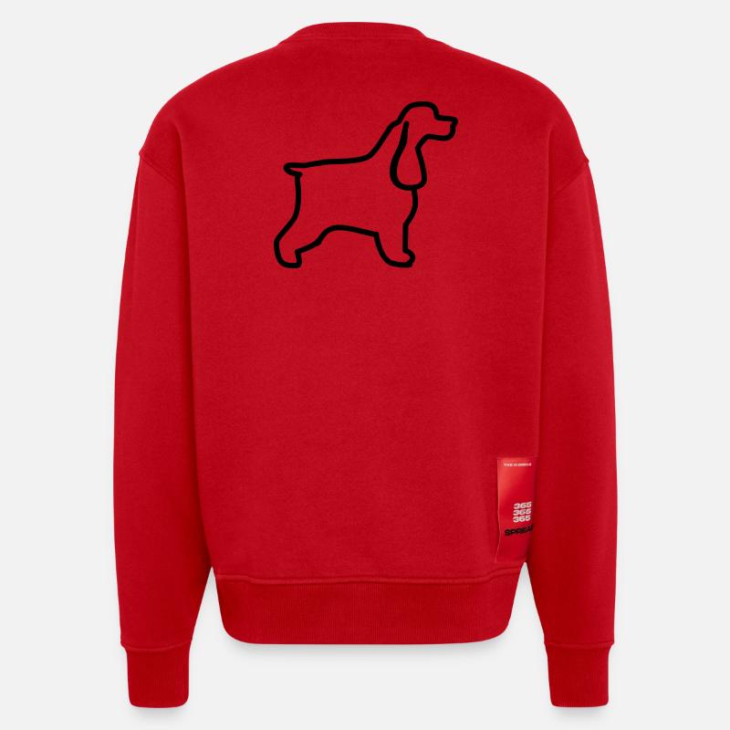 Plan cocker anglais - Sweat bio épais oversize fabriqué en UE - rouge