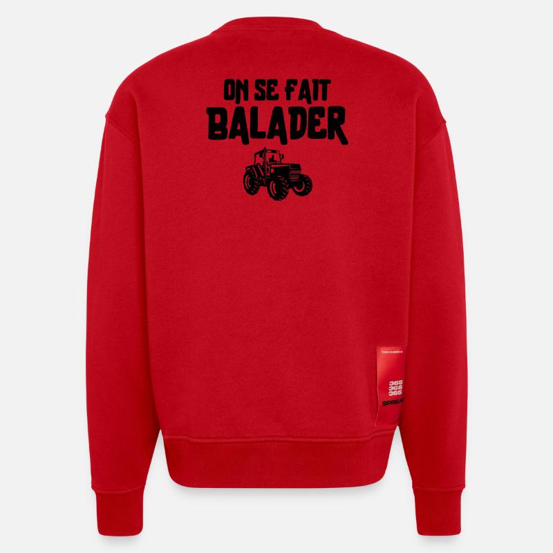Bauer, Bauer, Bauer, Traktor - Heavyweight Oversized Organic Crew Neck Made in EU - Rot