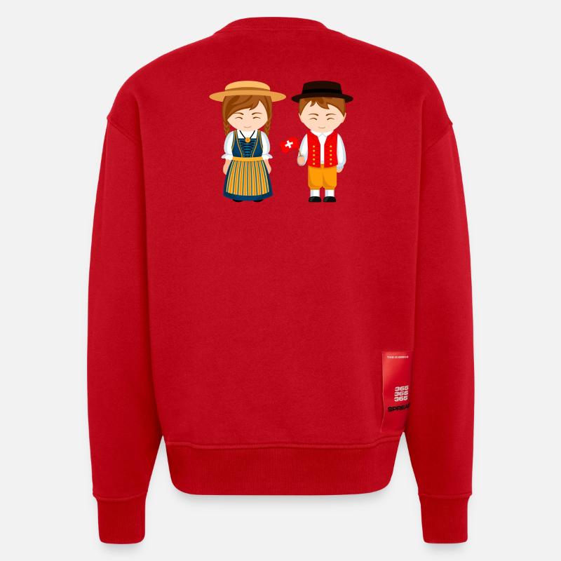 Schweiz, ich bin Schweizer, kleiner Schweizer - Heavyweight Oversized Organic Crew Neck Made in EU - Rot
