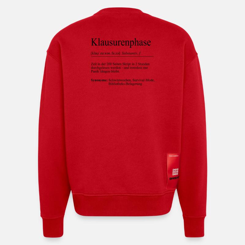 Unispruch « Phase d’examen » Cadeau, étudiants - Sweat bio épais oversize fabriqué en UE - rouge