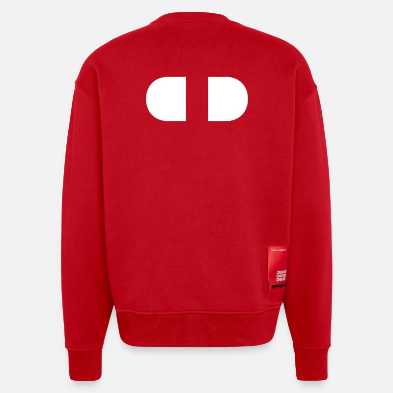 Controller-Split-White - Heavyweight Oversized Organic Crew Neck Made in EU - red
