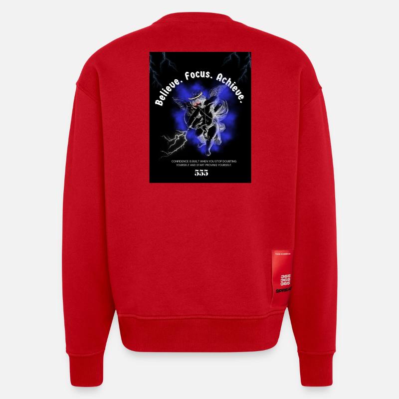 Back_andWhite_IllustrationT-HemdGlaubInSich Selbst - Heavyweight Oversized Organic Crew Neck Made in EU - Rot