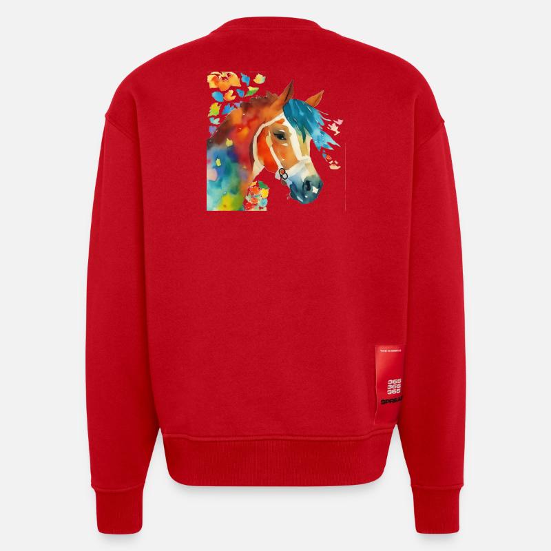 Le bonheur du cheval - Sweat bio épais oversize fabriqué en UE - rouge