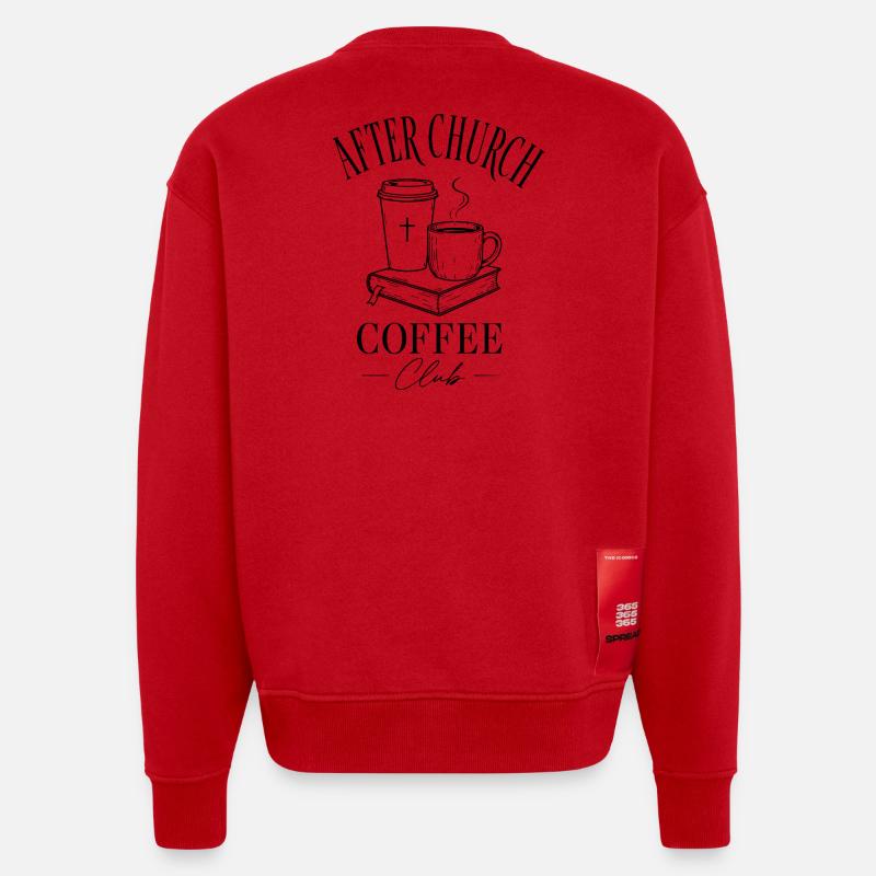 Café de l’église - Sweat bio épais oversize fabriqué en UE - rouge