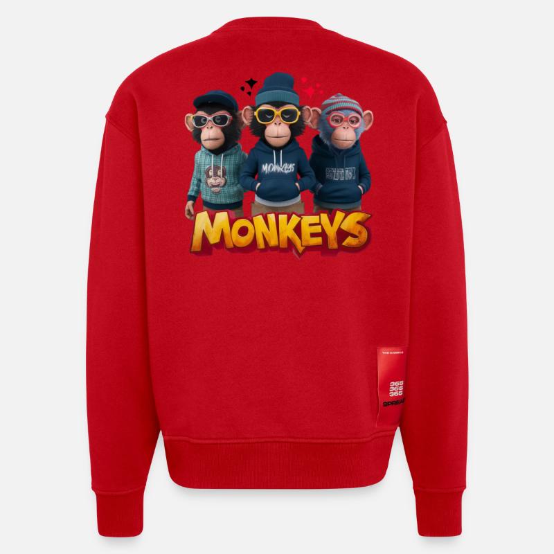 Monkeys 2 - Sweat bio épais oversize fabriqué en UE - rouge