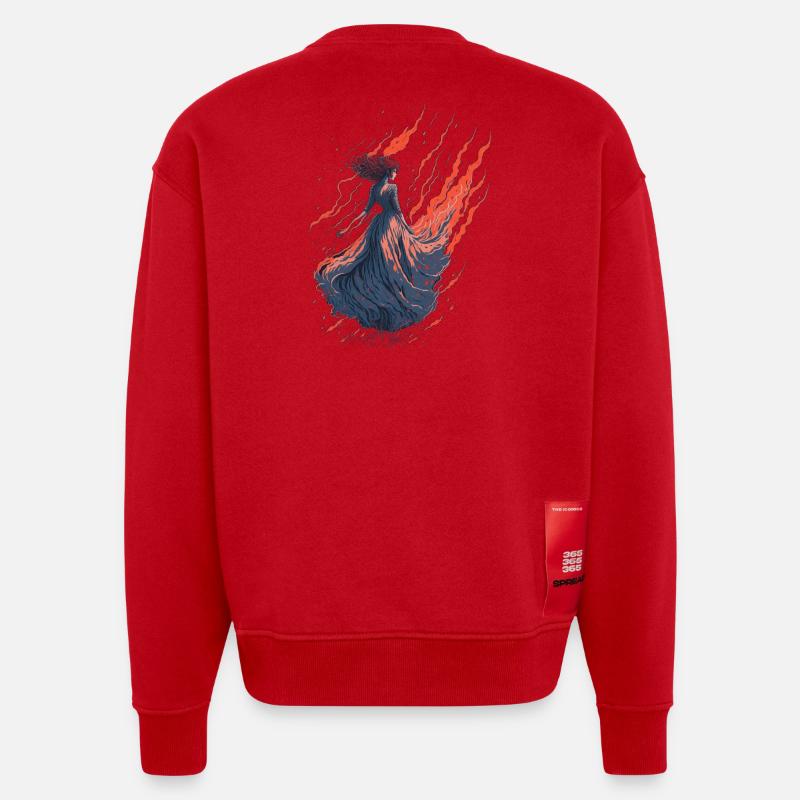 Ghost fau - Heavyweight Oversized Organic Crew Neck Made in EU - red