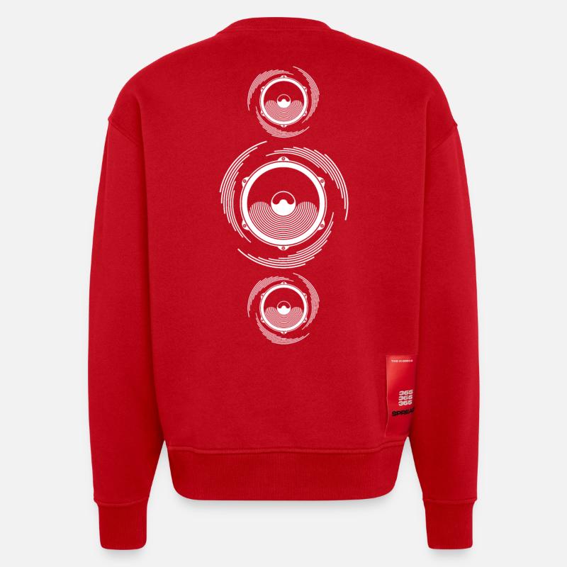 Spirale Son Haut-parleur basse - Sweat bio épais oversize fabriqué en UE - rouge