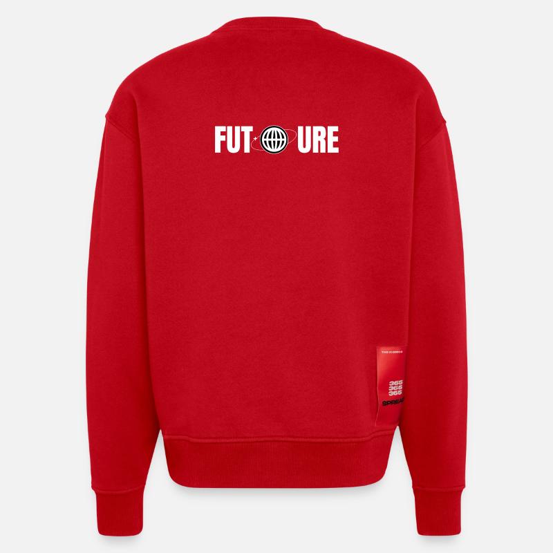 Futur design d’icônes globe - Sweat bio épais oversize fabriqué en UE - rouge