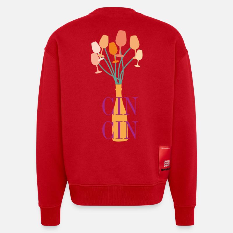 Typographie de l’apéritif - Sweat bio épais oversize fabriqué en UE - rouge