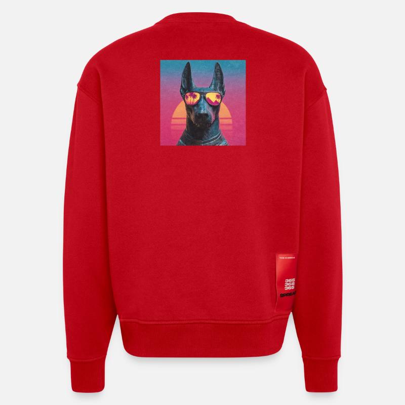 Anubis Synthwave - Dieu en vacances - Sweat bio épais oversize fabriqué en UE - rouge
