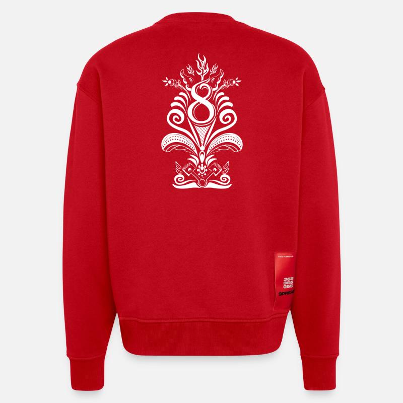 Kurbits V8 No :2 - blanc - Sweat bio épais oversize fabriqué en UE - rouge