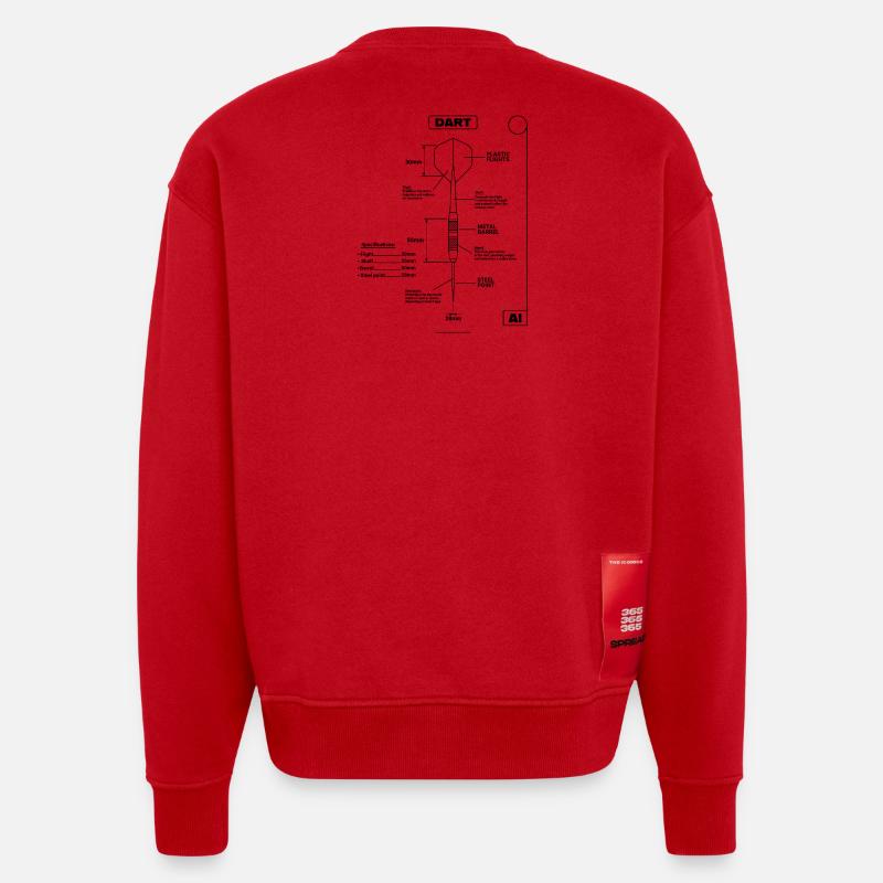 Plan de Fléchettes, Fléchettes - Sweat bio épais oversize fabriqué en UE - rouge