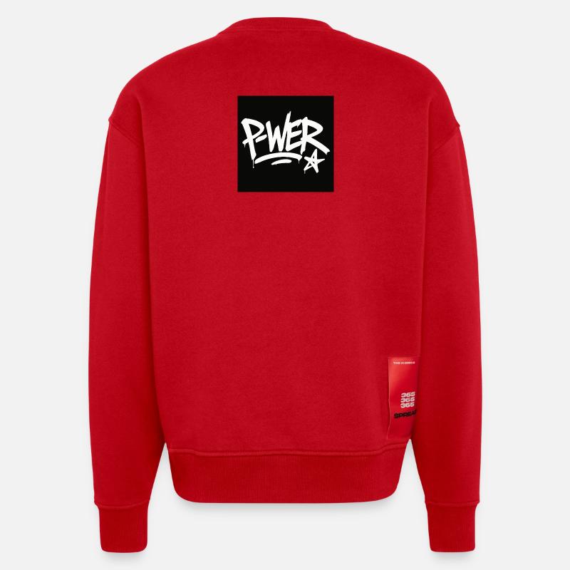 Graffiti Style Power Text Design - Sweat bio épais oversize fabriqué en UE - rouge