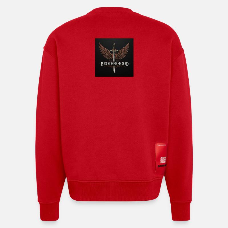 Fraternité Ailée Épée - Sweat bio épais oversize fabriqué en UE - rouge