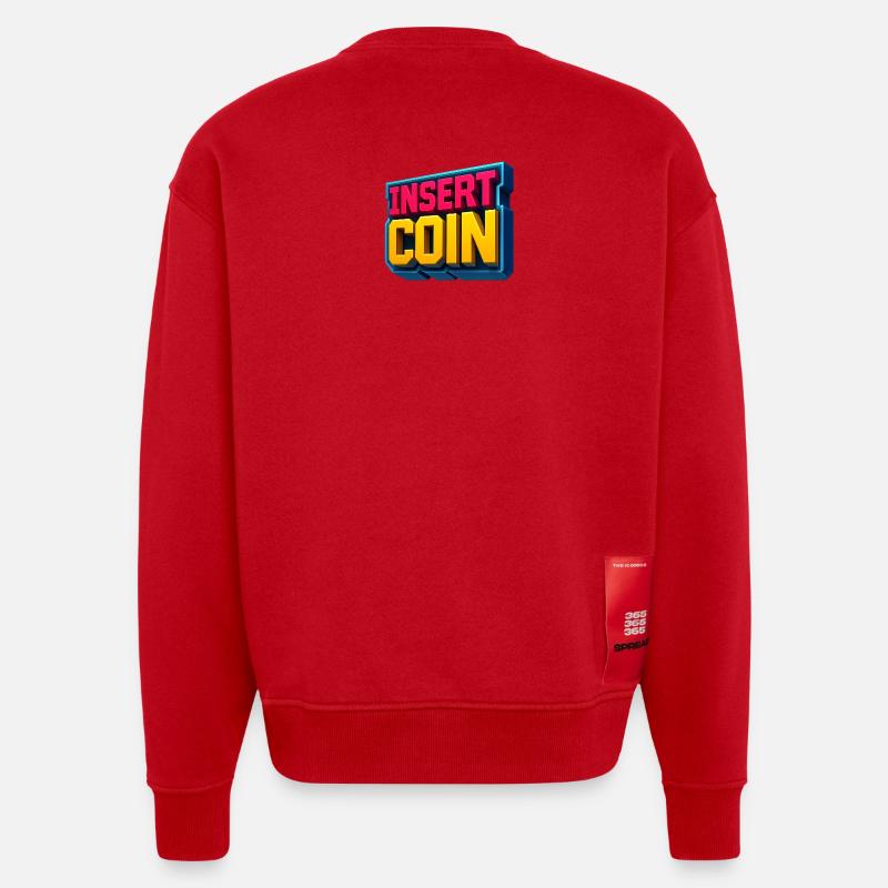Conception de jeu rétro néon - Sweat bio épais oversize fabriqué en UE - rouge